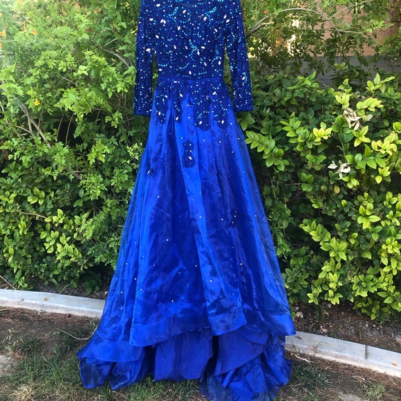 Beautiful Beaded Royal Blue Evening Gown - Picture 2 of 7